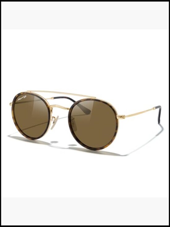 Retro Round Double Bridge Metal Sunglasses Polarized UV400